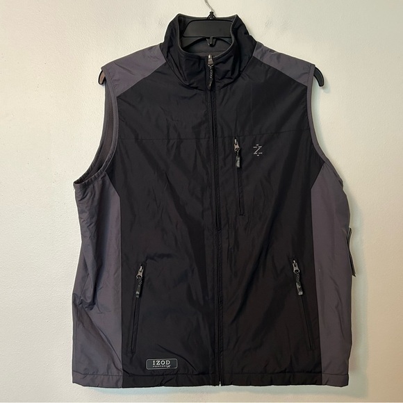 Izod‎ Vest-PerformX-Mens Sz. L Gray/Black-Reversible-Full Zip Pockets NWT - Picture 1 of 16